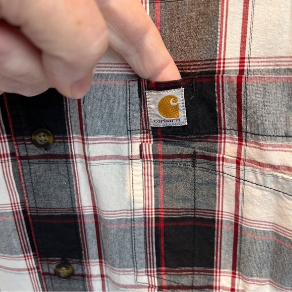 CARHARTT NWOT Men’s Short Sleeve Cotton Button Down Shirt. Double Chest Pocket - Picture 4 of 9